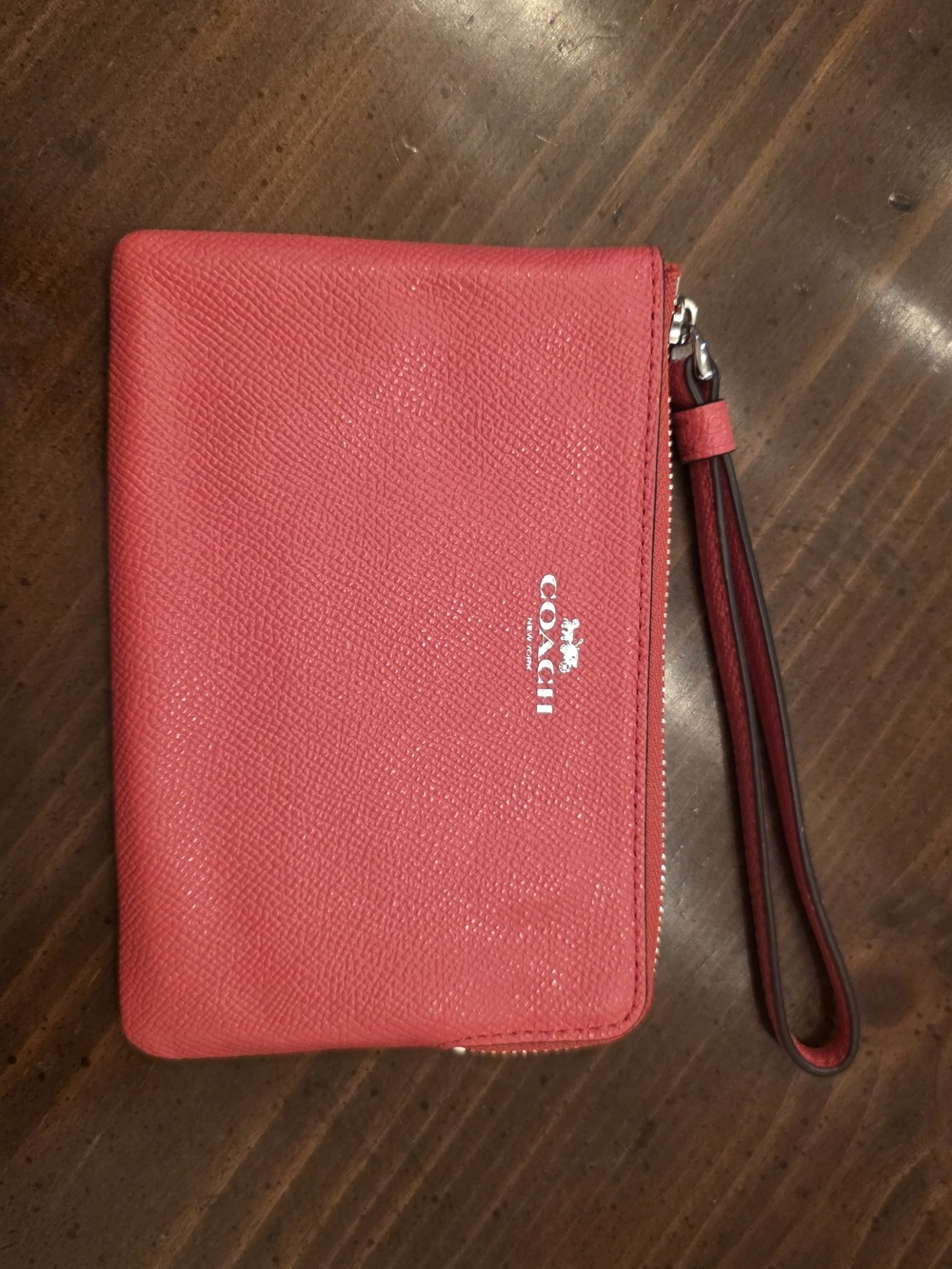 Pink-Coral Coach Wristlet - Picture 2 of 6